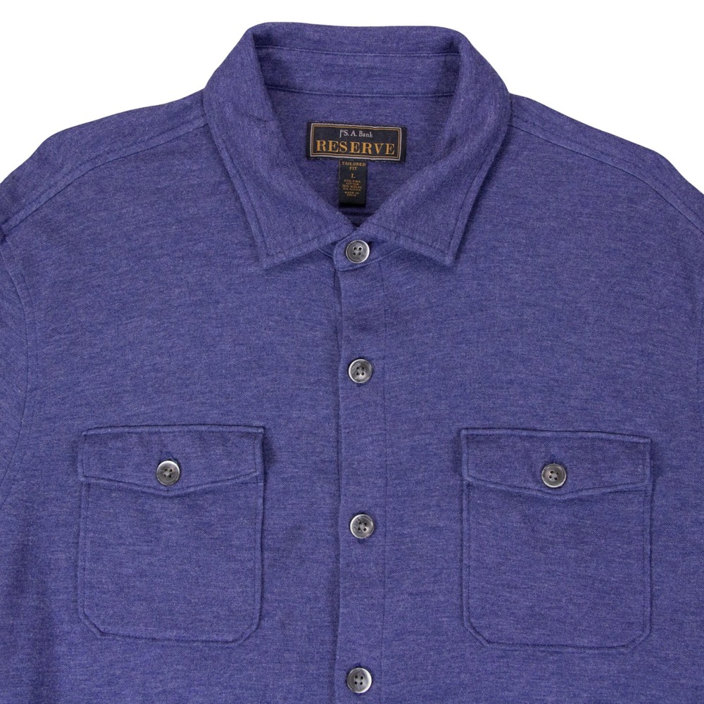 JoS A Bank Reserve Mens L Tailored Fit Pima Cotton Modal Shirt Jacket Blue - Picture 3 of 12